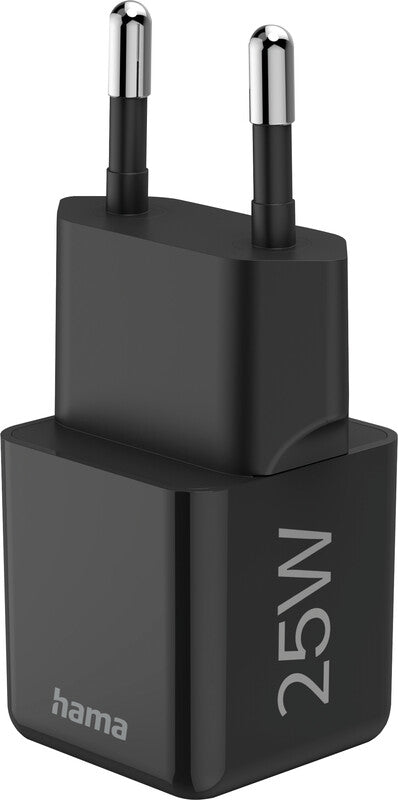 Hama 00201985 USB-Ladegerät 25 W – USB-C×1 – PD 3.0, QC 3.0 – EU-Stecker (Typ C) – Schwarz