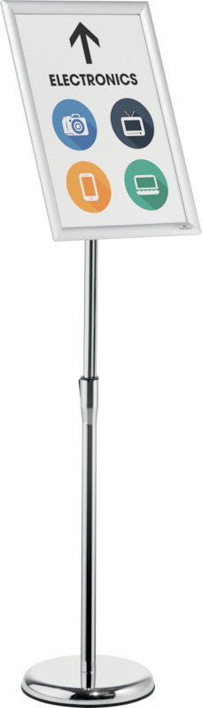 Durable Infoständer – für A4 Hoch-/Querformat, 1 Fach, silber, Metall, 250×250×1205 mm