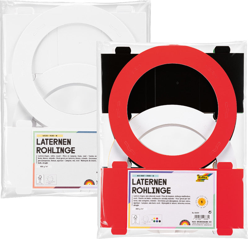 Folia Laternen-Rohling rund – weiss – Ø 220 × 100 mm, 5 Stück, Karton
