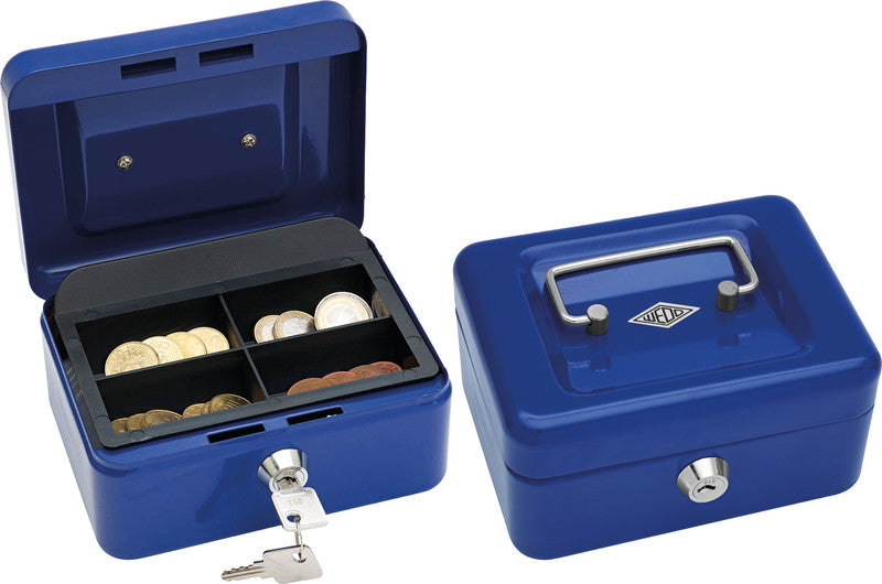 Wedo Geldkassette – mit Schlüssel – 15,2 × 11,5 × 8 cm – Blau – Stahl