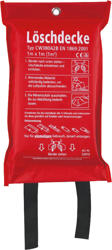 Hygostar Löschdecke – Glasfaser – 1000×1000 mm – Für Fettbrand – Weiss
