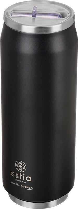 Estia Trinkdose – 5 dl – Edelstahl, isoliert, mit Strohhalm – Midnight Black
