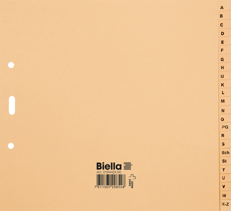 Biella Register – teildeckend, 24-teilig, Papier, braun, 2-fach gelocht, FSC-zertifiziert, für A4 hoch