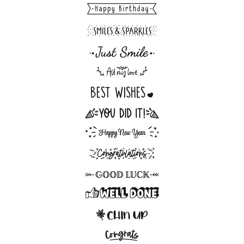 Trodat Best wishes Motivstempel – selbstfärbend, 30 × 5 mm, sortiert, Englisch