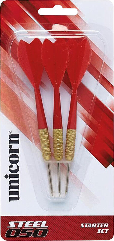 Unicorn 050 Dartpfeile – Stahlspitze, 17 g – 3 Stück – Gold/Rot