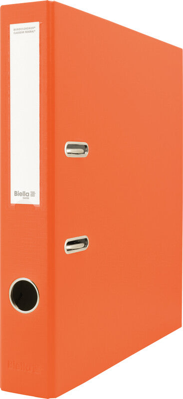 Biella Bundesordner – A4 Hochformat – 2-Ring Hebelmechanik, 40 mm Rücken – Orange, mit Niederhalter, FSC