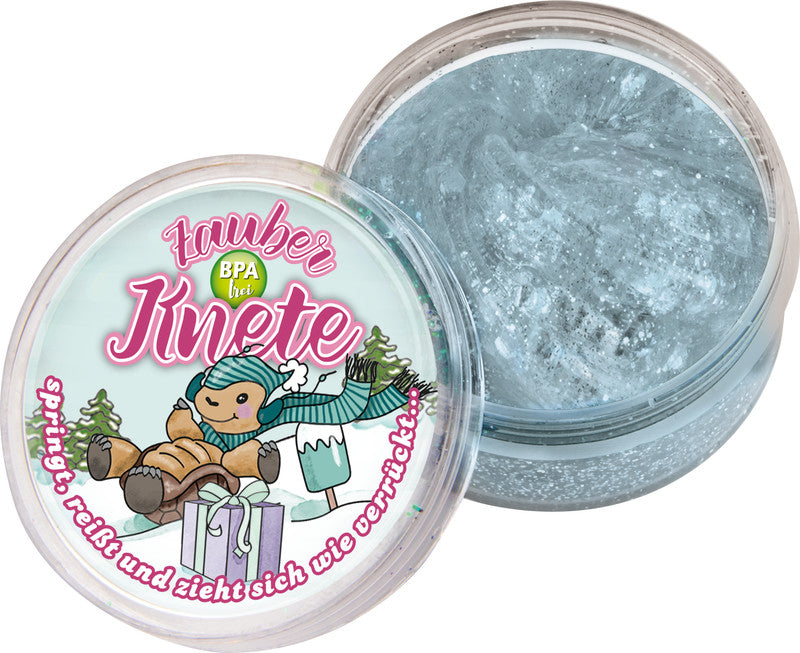 Tapirella Zauberknete Eisbär, Pinguin, Schildkröte (sortiert) – 50 g, Ø 7 cm, glitzernd, BPA-frei