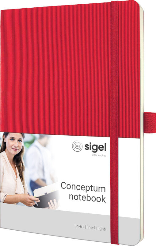 Sigel Notizbuch, A5, liniert, Fadenheftung, Softcover, 194 Seiten, 80 g/m² – rot