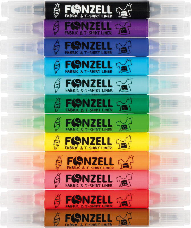 Fonzell Textilmarker für Permanentmarker – sortiert, 12er Pack
