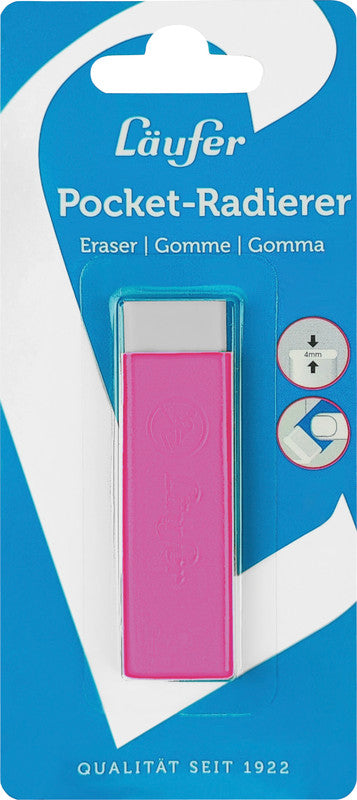 Laufer Radierer – für Bleistifte und Farbstifte – 21 × 7 × 21 mm – pink
