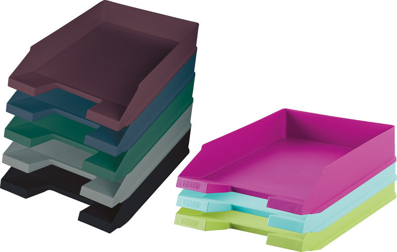 Helit Briefkorb – mit Griffausschnitt, mit Beschriftungsfeld, matt, türkis, B 255 × H 67 × T 345 mm