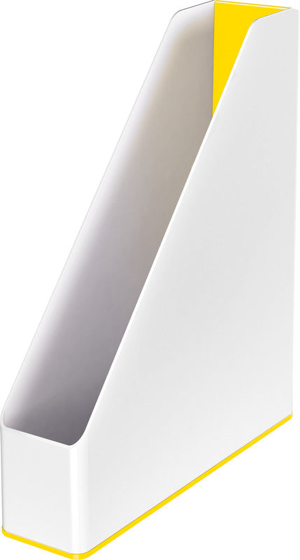 Leitz WOW Stehsammler – A4, 73 mm, Polystyrol, weiss/gelb