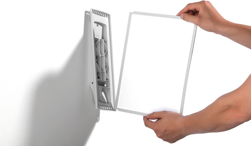 Durable Sichttafelsystem Sherpa Wall – 260 × 385 mm, grau, Kunststoff, für A4, 10er-Pack