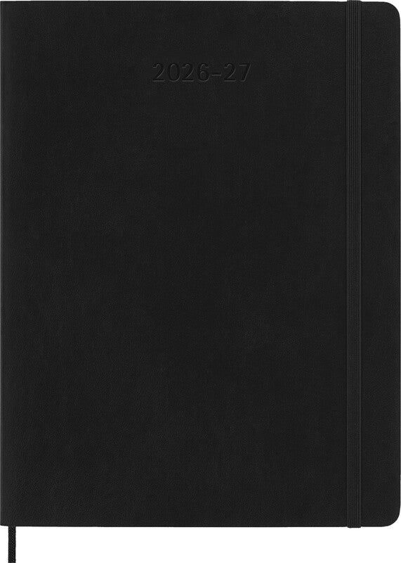 Moleskine Softcover Schüleragenda – 1 Woche/1 Seite, gebunden, 19 × 25 cm, 18 Monate Juli–Dezember, Schwarz, FSC