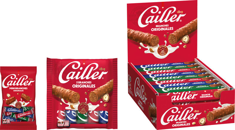 Cailler Branches Original Schokoladenriegel – Haselnuss, Milch, 44 × 46 g (2,024 kg)