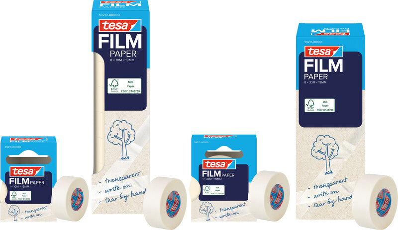 TESA Büro-Klebeband – permanent, klar, Papier, 19 mm × 10 m, 1 Rolle