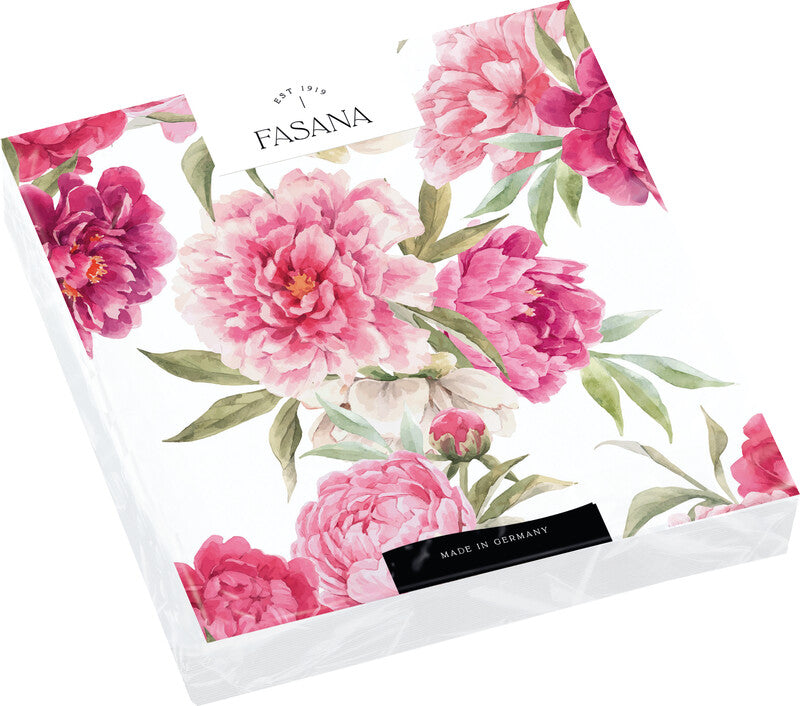 Fasana Servietten Pink Flowers – 24 × 24 cm – 3-lagig, Tissue – 20 Stk., FSC