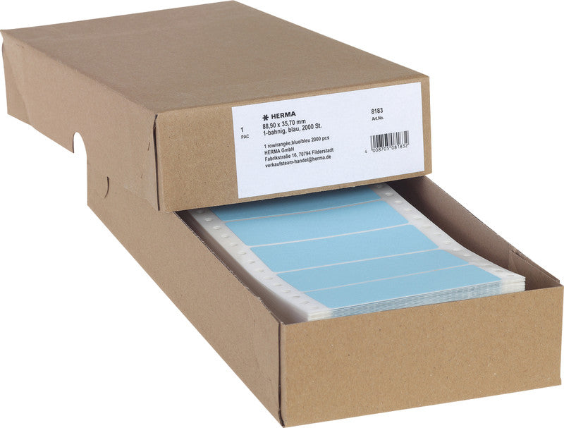 HERMA Druckeretiketten, 89 mm × 36 mm, Blau, Papier, Permanent, 2000 Etiketten