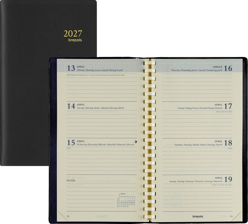 Brepols Interplan 736 Kalender-Einlage – 1 Woche/2 Seiten, 9 × 16 cm, 2026, FSC
