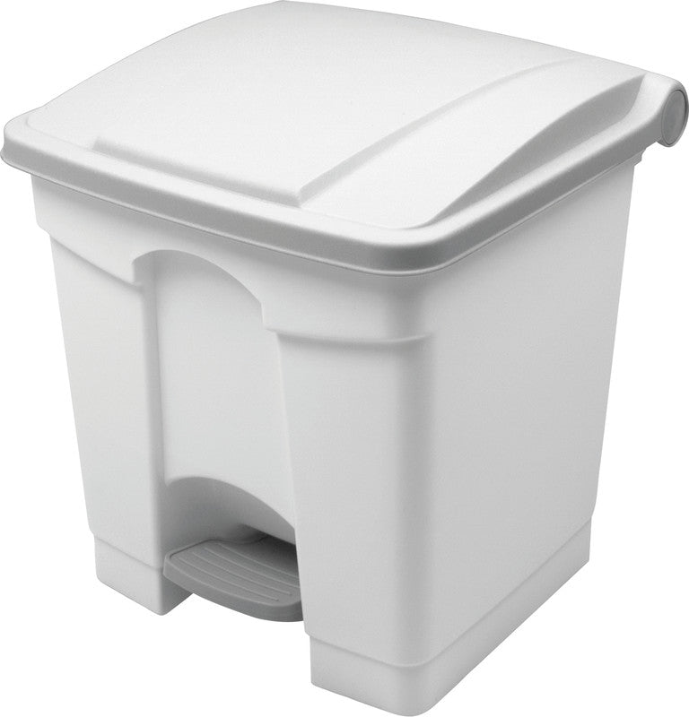 Helit Papierkorb the step – 30 l, mit Deckel – Kunststoff, weiss – B × H × T 410 × 440 × 400 mm