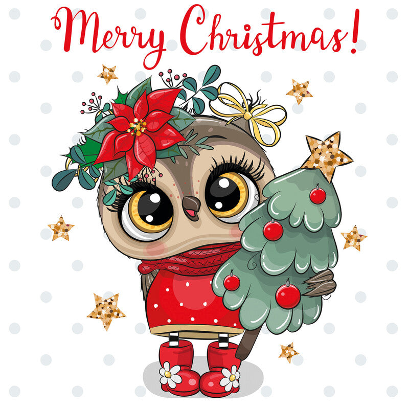 Fasana Servietten Christmas Owl – 33 × 33 cm – 3-lagig, Tissue – 20 Stk., FSC