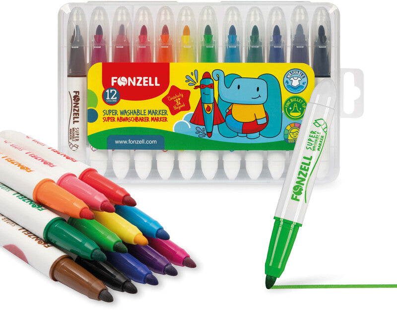 Fonzell Filzstifte, Strichbreite 5,5 mm, 12 Farben