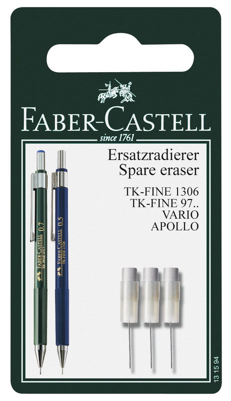 Faber-Castell Ersatzradierer für Executive, Grip 1347, TK-Fine – Weiss, 3 Stk.