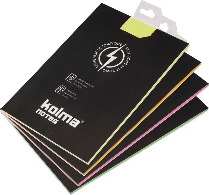 Kolma Haftnotizen – 148×210 mm – sortiert, 10×50 Blatt, elektrostatisch, recyclingfähig