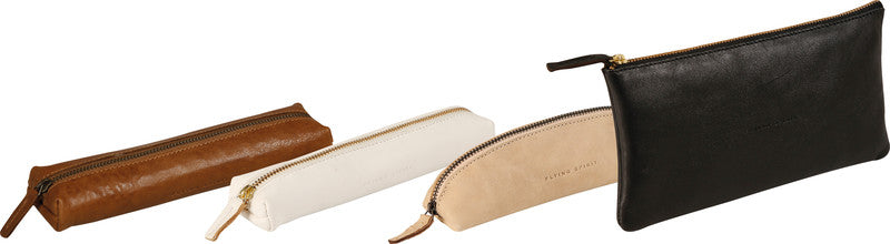 Clairefontaine Flying Spirit Etui Schlamperetui, leer – beige – Leder – 18 × 5,5 × 15,3 cm