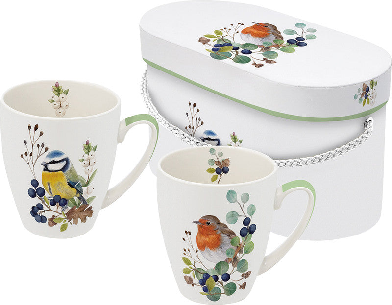 Ppd Deux Oiseaux Tasse – 0,35 l, Porzellan, Mehrfarbig, Spülmaschinenfest, Mikrowellengeeignet, 2 Stück