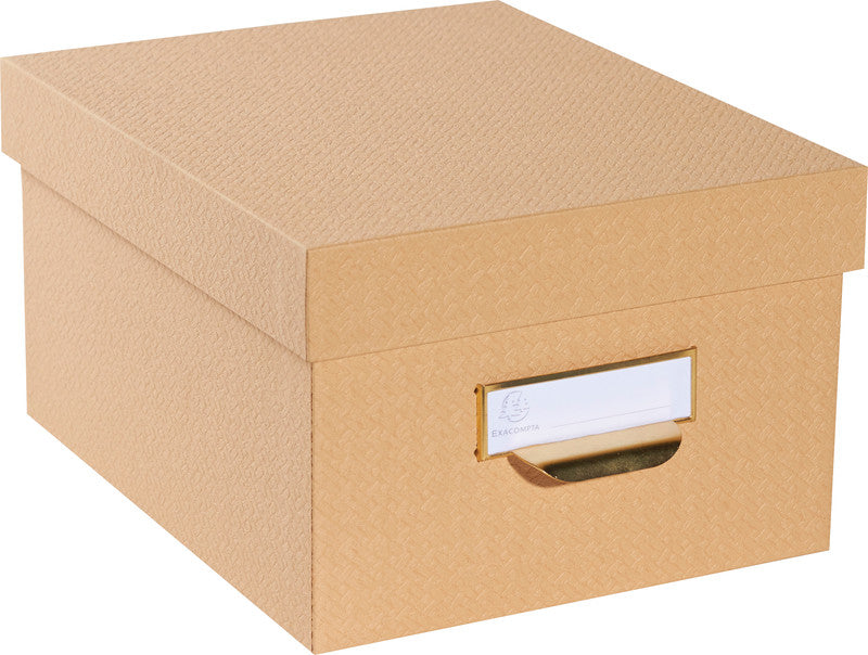 Exacompta Office by Me Archivschachtel A4+ – mit Griffloch, stapelbar, beige, Karton, 3er Set