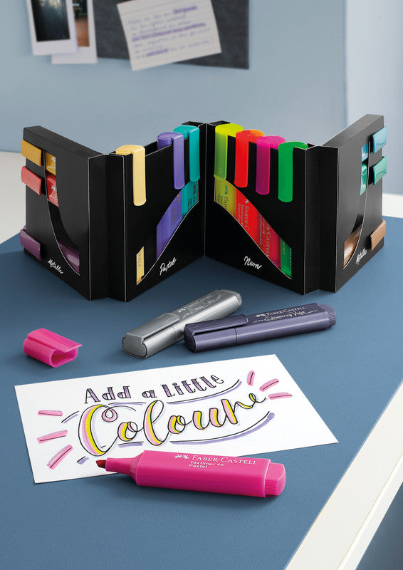 Faber-Castell Textmarker Desktop Set 16 Farben – Keilspitze, 1–5 mm, nachfüllbar