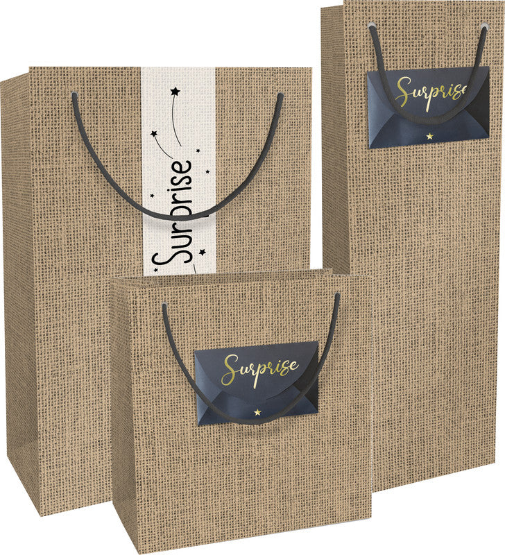 Braun + company Tragetasche – Jute – Kraftpapier – 200 × 210 × 80 mm – mit Heissfolienprägung