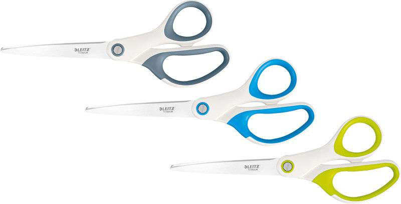 Leitz Universalschere – titanbeschichtet, für Rechts- und Linkshänder, spitz, Softgrip, Kunststoff, blau