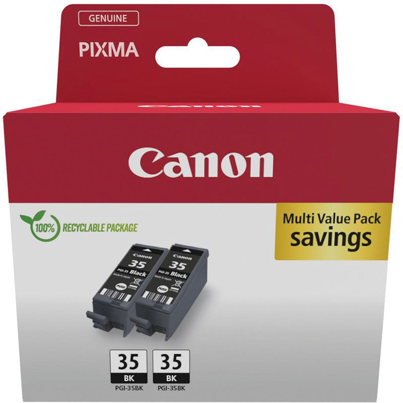 Canon Tintenpatronen-Multipack PGI-35 BK, Schwarz, 2er-Pack – für Canon PIXMA