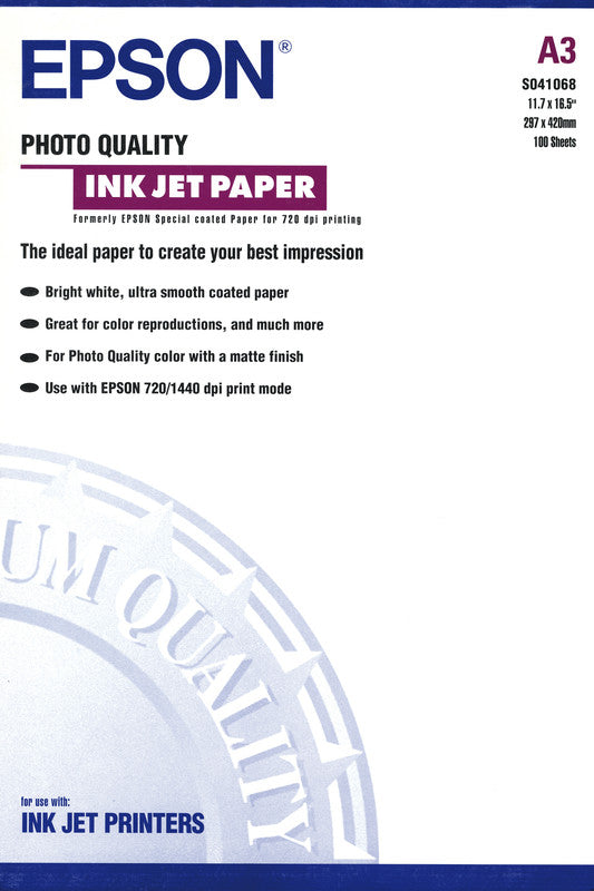 Epson Fotopapier – matt, A3, 105 g/m², 100 Blatt – für Inkjet-Drucker