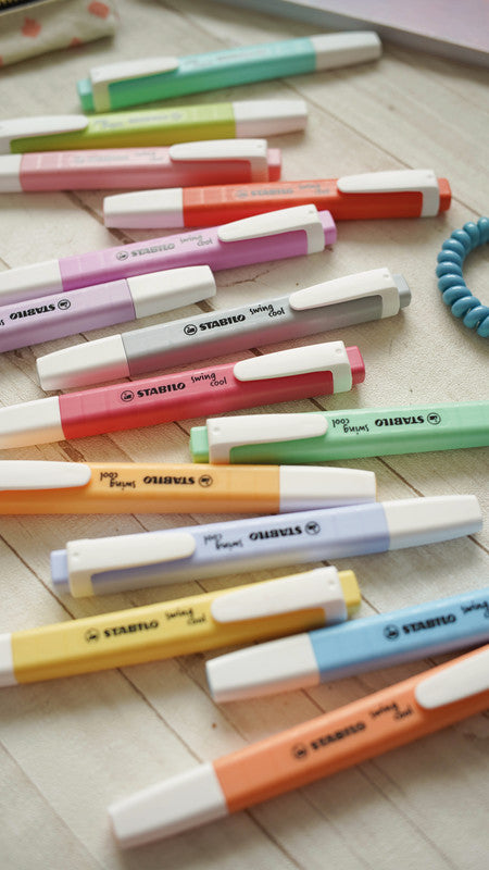 STABILO swing cool Pastel Edition Textmarker Set 8 Farben Pastell – Keilspitze, 1–4 mm