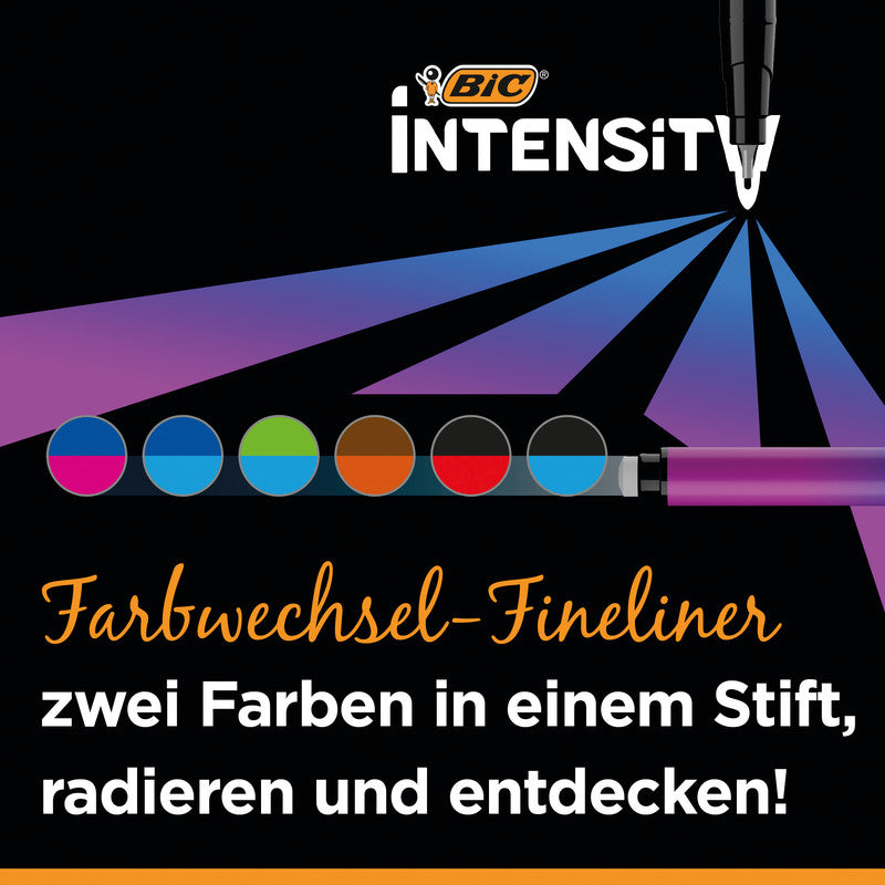 BIC Filzstifte Fineliner Colour Change Intensiv, Strichbreite 0,4 mm, 6 Farben