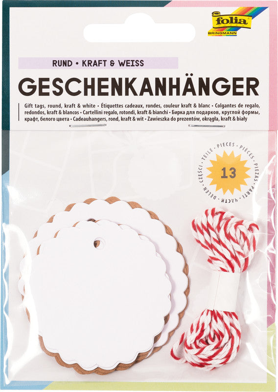 Folia Geschenketiketten – rund, neutral – 12 Etiketten – Papier