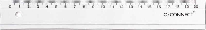 Q-connect Wandtafel-Lineal 20 cm – Kunststoff, Transparent, 3 mm