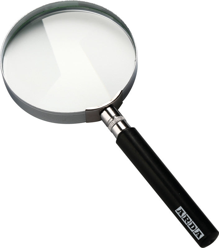Arda – Handlupe – 3× – Ø 75 mm, ergonomischer Griff, Metallfassung, schwarz