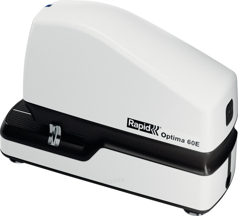 Rapid Optima 60E – Elektrischer Hefter, LED-Klammeranzeige, Einlegetiefe 5-30 mm, Weiss