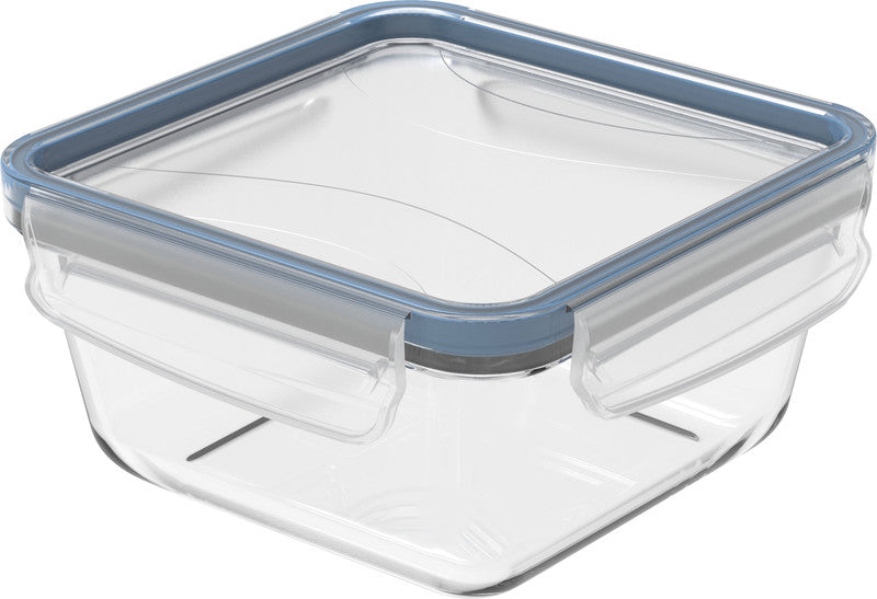 Rotho Glasbehälter Clic & Lock – 0,75 l – rechteckig – 16,5 × 7,8 × 16,5 cm – Borosilikatglas – transparent