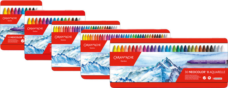 Caran d-Ache Caran d'Ache Neocolor Aquarellfarbstifte-Set – 84 Farben, Mine Ø 8,6 mm, Metallschachtel