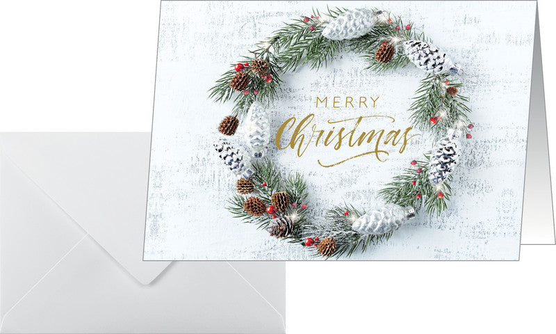 Sigel Weihnachtsgrusskarte (Kranz) – A6 (105 × 148 mm) – mit Umschlägen, für Inkjet/Laser/Kopierer, Edelkarton