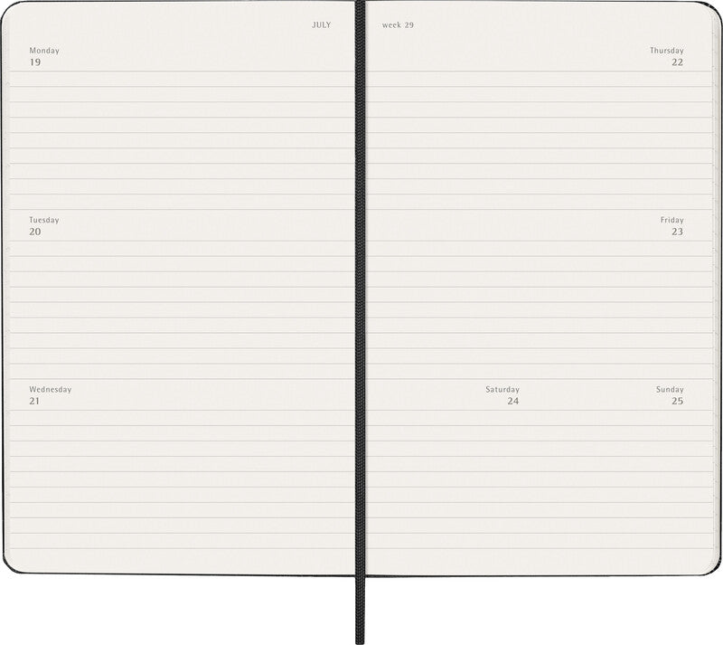 Moleskine Schüleragenda – 1 Woche/2 Seiten, gebunden, 13 × 21 cm, 18 Monate Jul–Dez, Englisch, Schwarz, FSC