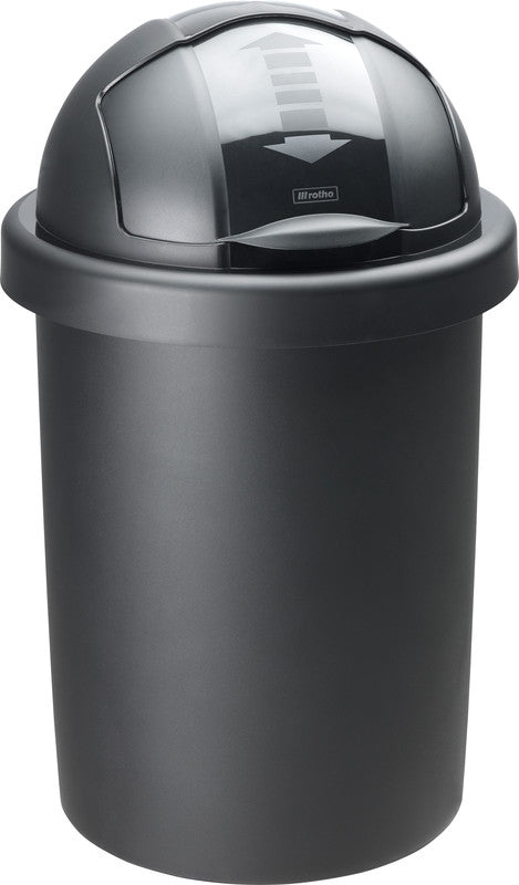 Rotho Abfallcontainer Roll Bob – 30 l, mit Deckel, Kunststoff, schwarz – B × H × T 355 × 595 × 355 mm