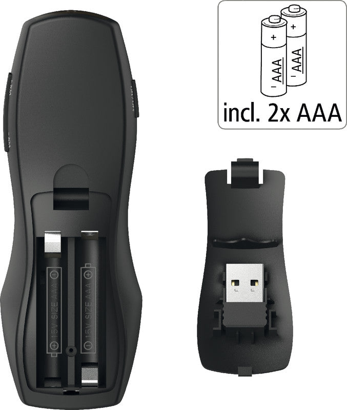 Hama X-Pointer 6 in 1 – Presenter – Roter Laser, 2,4 GHz, Bluetooth, Dongle, Reichweite 15 m, Air-Maus-Funktion
