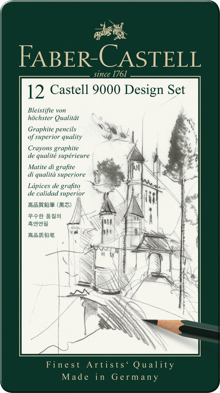 Faber-Castell CASTELL 9000 Bleistifte, Metalletui – 12er-Set