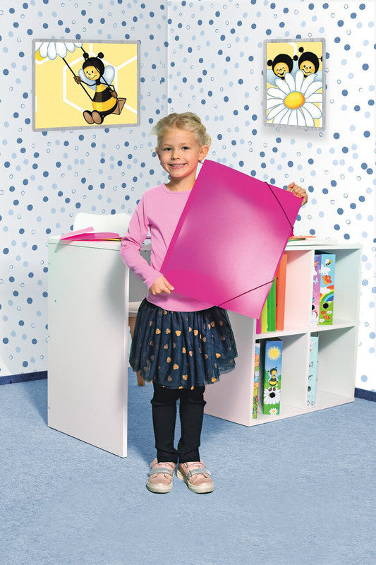 HERMA Neon Gummibandmappe für A3 – 1 Fach, 3 Klappen, Kunststoff, Pink, Füllhöhe 40 mm